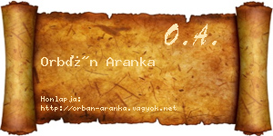 Orbán Aranka névjegykártya