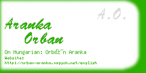 aranka orban business card